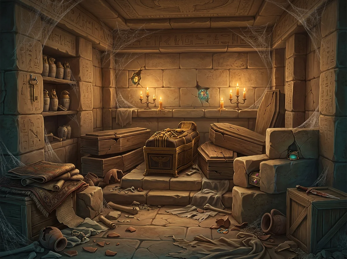 Hidden-object crypt scene